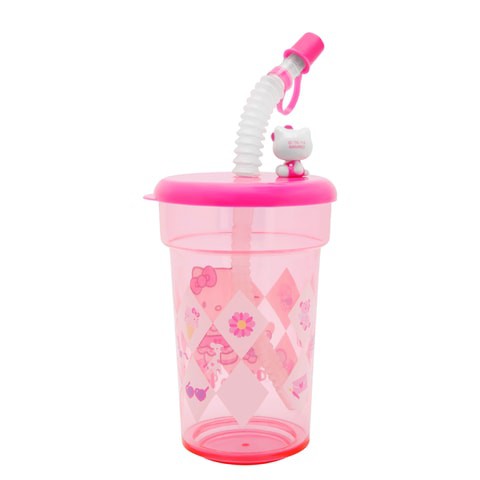 Hello Kitty Leak Proof Straw Cup, Travel Cup, Reuseable, Pink, 390 ml