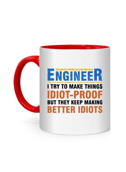 FMstyles Engineer Quote Printed Mug White/Red 10 cm