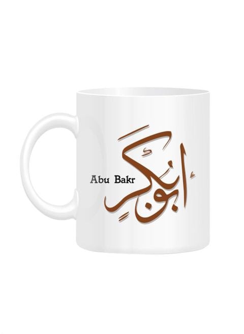 FMstyles Arabic Calligraphy Name Abu Bakr Printed Mug White 10 cm