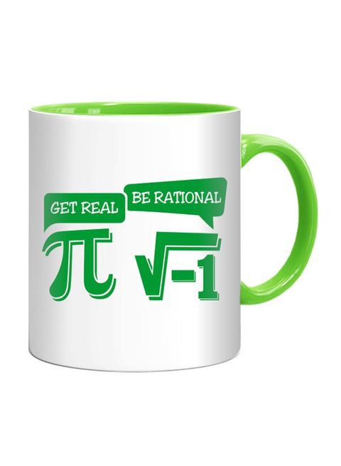 FMstyles Get Real Be Rational Printed Mug Green/White