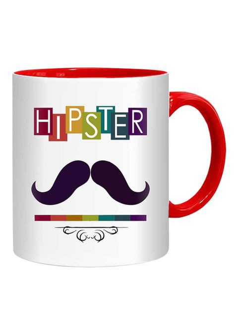 FMstyles Hipster Mug White/Purple/Red 10 cm