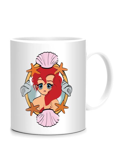 FMstyles Manga Mermaid Printed Mug White 10 cm