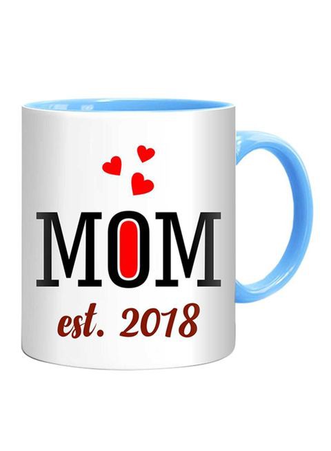 FMstyles Mom Est. 2018 Printed Mug Blue/White/Black