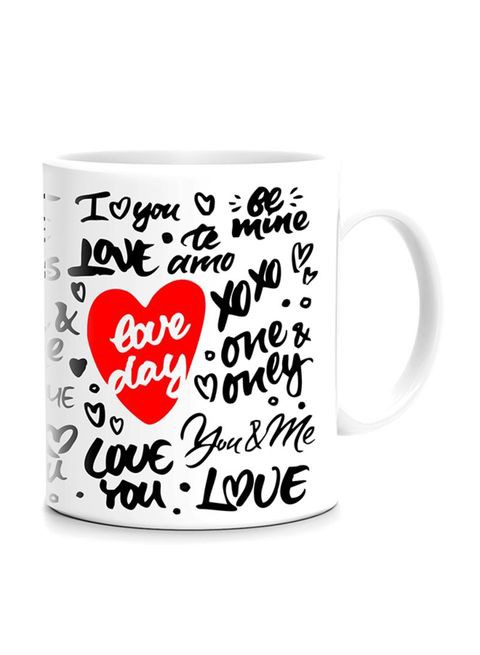 FMstyles Love Mixture Love World Printed Mug White/Black/Red 10 cm