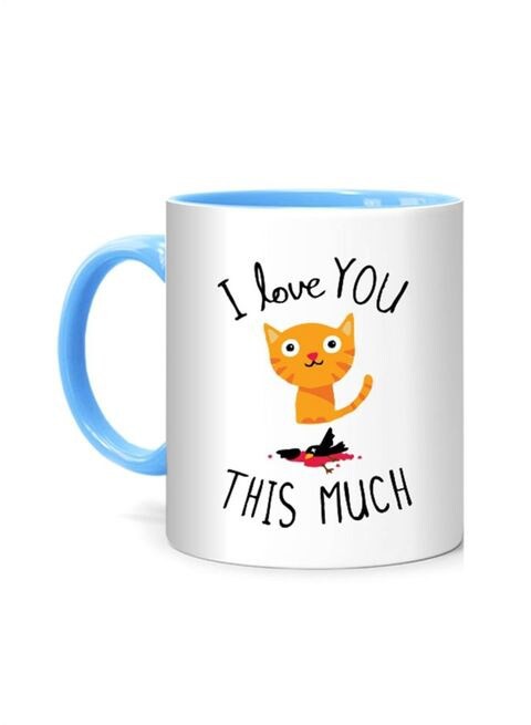 FMstyles I Love You This Much Printed Mug White/Blue 10 cm