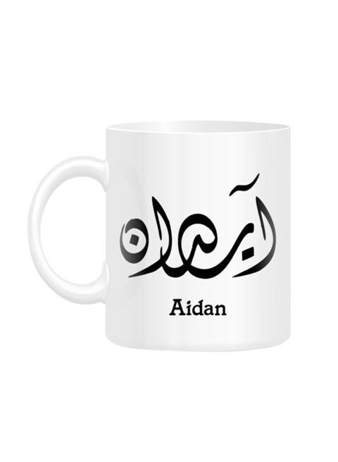 FMstyles Arabic Calligraphy Name Aidan Printed Mug White 10 cm