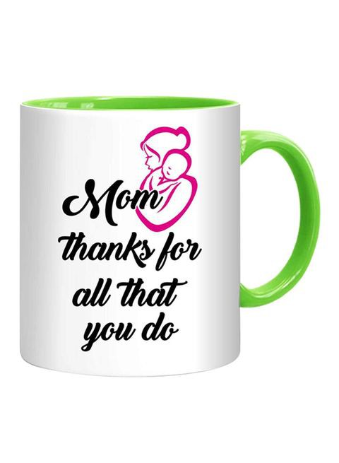 FMstyles Mom Thanks For All That You Do Mug White/Green/Black 10 cm