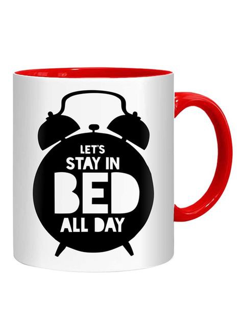 FMstyles Let&#39;s Stay In Bed All Day Mug White/Black/Red 10 cm