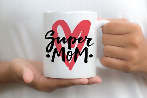 Giftmate Super Mom Printed Ceramic Tea and Coffee Mug 320ml