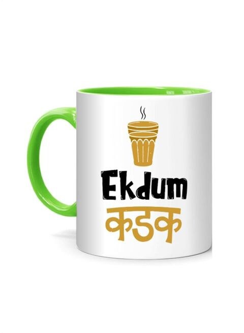 FMstyles Ekdum Kadak Printed Mug White/Green 10 cm