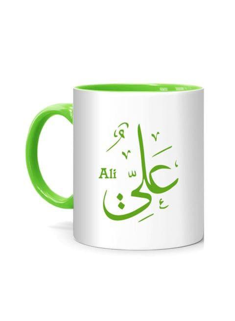 FMstyles Arabic Calligraphy Name Ali Printed Mug White/Green 10 cm
