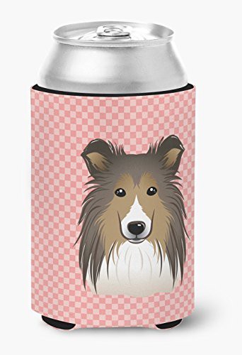 Caroline&#39;s Treasures Bb1242Cc Checkerboard Pink Sheltie Can Or Bottle Hugger, Can Hugger, Multicolor