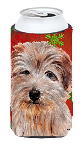 Caroline&#39;s Treasures Sc9760Tbc Norfolk Terrier Red Snowflakes Holiday Tall Boy Beverage Insulator Hugger, Tall Boy, Multicolor