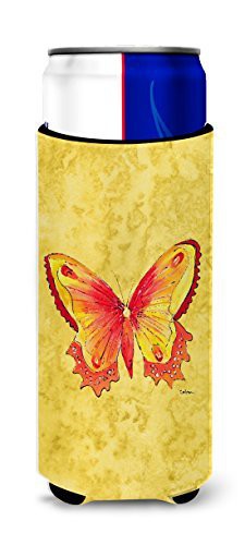 Caroline&#39;s Treasures 8857Muk Butterfly On Yellow Ultra Beverage Insulators For Slim Cans, Slim Can, Multicolor