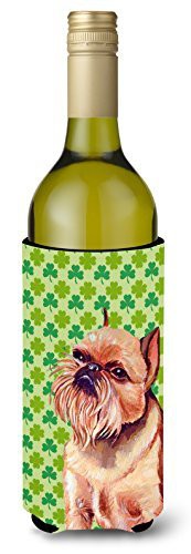 Caroline&#39;s Treasures Lh9179Literk Brussels Griffon St. Patrick&#39;s Day Shamrock Portrait Wine Bottle Beverage Insulator Beverage Insulator Hugger, Wine Bottle, Multicolor