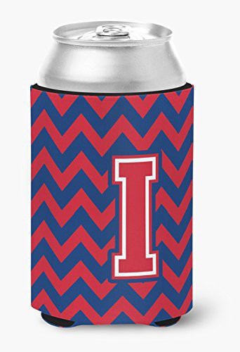 Caroline&#39;s Treasures Letter I Chevron Yale Blue And Crimson Can Or Bottle Hugger, Multicolor