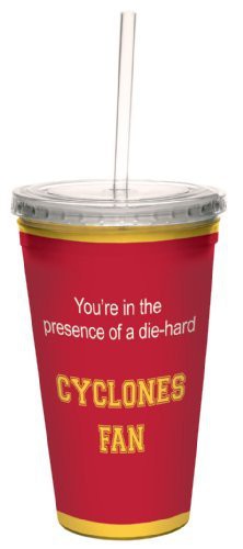 Tree-Free Greetings Cyclones College Basketball Artful Traveler Double-Walled Cool Cup With Reusable Straw, 16-Ounce