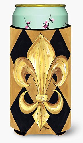 Caroline&#39;s Treasures 8125Tbc Black And Gold Fleur De Lis New Orleans Tall Boy Beverage Insulator Beverage Insulator Hugger, Tall Boy, Multicolor