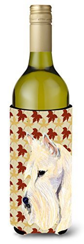 Caroline&#39;s Treasures Ss4326Literk Scottish Terrier Wheaten Fall Leaves Portrait Wine Bottle Beverage Insulator Beverage Insulator Hugger, Wine Bottle, Multicolor