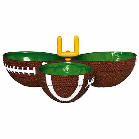 Amscan 434393 Football Condiment Party Dish | 1 Piece,Green/Brown