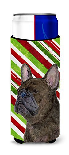 Caroline&#39;s Treasures Ss4588Muk French Bulldog Candy Cane Holiday Christmas Ultra Beverage Insulators For Slim Cans, Slim Can, Multicolor