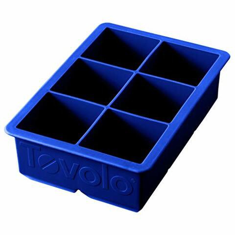 Tovolo Inch Large King Craft Ice Mold Freezer Tray Of 2&quot; Cubes For Whiskey, Bourbon, Spirits &amp; Liquor Drinks, Bpa-Free Silicone, Set Of 1, Stratus Blue