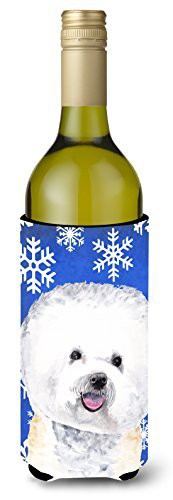 Caroline&#39;s Treasures Sc9362Literk Bichon Frise Winter Snowflakes Holiday Wine Bottle Beverage Insulator Beverage Insulator Hugger, Wine Bottle, Multicolor