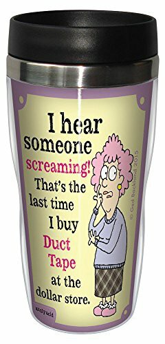 Tree-Free Greetings 16-Ounce Sip &#39;N Go Stainless Lined Travel Mug, Aunty Acid Dollar Store Duct Tape