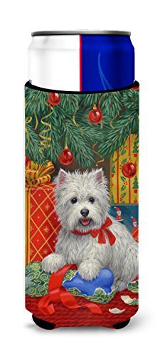 Caroline&#39;s Treasures Asa2080Muk Westie Christmas Packages Ultra Beverage Insulators For Slim Cans, Slim Can, Multicolor