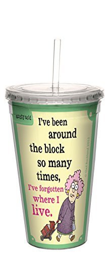 Tree-Free Greetings 16-Ounce Double-Walled Cool Cup With Reusable Straw, Aunty Acid Better Days
