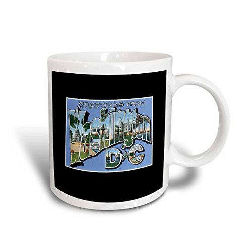 3Drose Greetings From Washington Dc Scenic Postcard Reproduction Ceramic Mug, 11 Oz, White