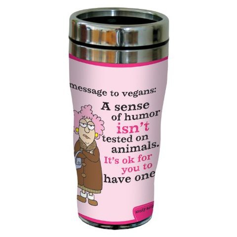 Tree-Free Greetings Sg23778 Hilarious Aunty Acid &quot;Sense Of Humor&quot; By The Backland Studio Ltd. 16 Oz Sip &#39;N Go Stainless Steel Lined Tumbler
