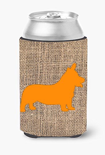 Caroline&#39;s Treasures Bb1069-Bl-Or-Cc Corgi Burlap And Orange Can Or Bottle Beverage Insulator Hugger, Can Hugger, Multicolor