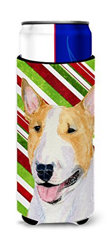 Caroline&#39;s Treasures Ss4565Muk Bull Terrier Candy Cane Holiday Christmas Ultra Beverage Insulators For Slim Cans, Slim Can, Multicolor