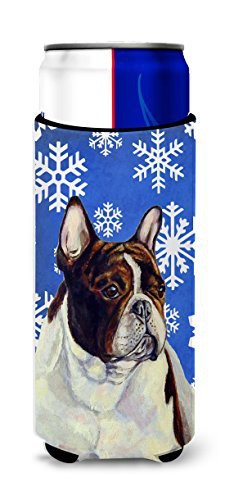 Caroline&#39;s Treasures Lh9292Muk French Bulldog Winter Snowflakes Holiday Ultra Beverage Insulators For Slim Cans, Slim Can, Multicolor