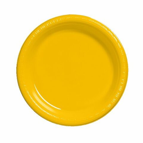 Creative Converting Touch Of Color 20 Count Plastic Banquet Plates, School Bus Yellow