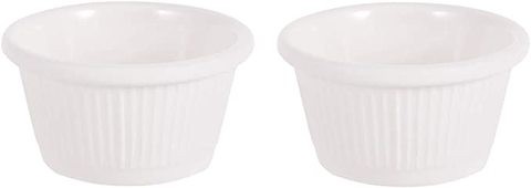 Dinewell - White Rim Bowl Small 2 Pc Set 3&quot; X 1.8&quot; -Dwh3019W