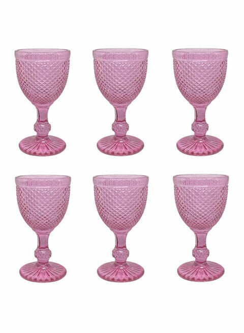 Generic 6-Piece Retro Design Diamond Pattern Glass Purple