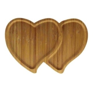 Lihan - Wooden Bamboo Heart Shaped Servingtray Brown For Nuts And Candy 1.5X18X27Centimeter