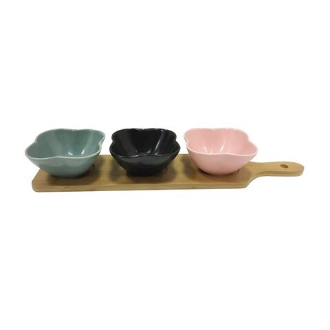 LINGWEI Seasoning Dishes Ceramic Dipping Bowls Set with Tray Condiment Dishes Snack Serving Tray Food Storage Container Style-6