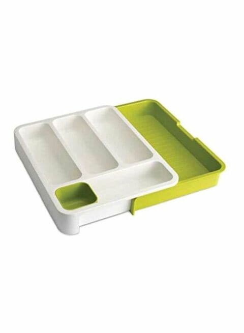 Drawer Store With Cutlery Tray White/Green 2x11.5x15inch