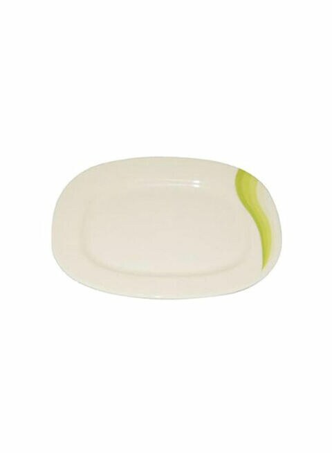 Royalford Super Rays Oval Plate White/Green 14inch