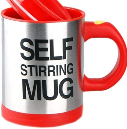 The Mohrim Automatic Electric Lazy Self Stirring Mug Cup Coffee Milk Mixing Mug Smart Stainless Steel Juice Mix Cup Drinkware (Red)