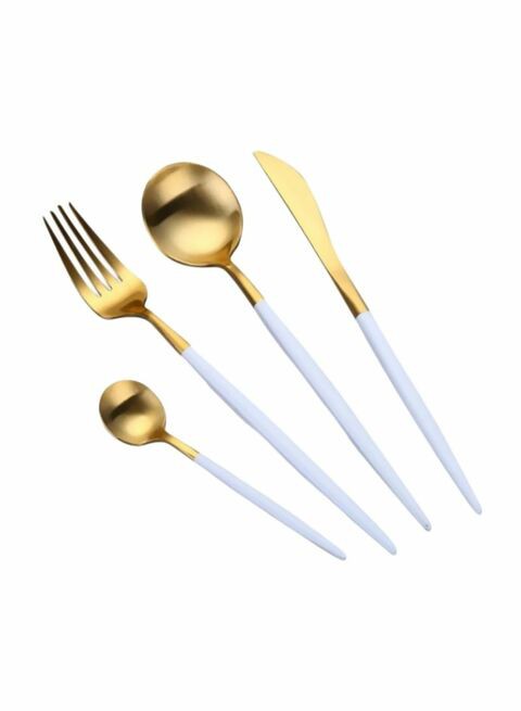 East Lady 4-Piece Stainless Steel Cutlery Set White/Gold