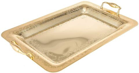 Almarjan 18/10 Stainless Steel Serving Tray Gold, Thrg2619/M/G822S Gold