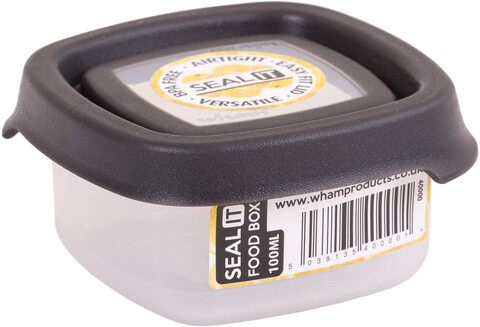 Wham Seal It Square Food Box, Graphite - 101 ml (Clear/Graphite)