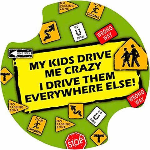 Thirstystone My Kids Drive Me Crazy Car Cup Holder Coaster, 2-Pack