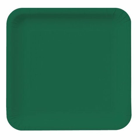 Creative Converting Touch Of Color 18 Count Square Paper Dinner Plates, Hunter Green