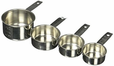 Crestware Stainless Steel Measuring Cup Set One Quarter Cup, One Third Cup, Half Cup, 1 Cup Measures