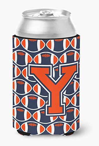 Caroline&#39;s Treasures Cj1066-Ycc Letter Y Football Orange, Blue And White Can Or Bottle Hugger, Can Hugger, Multicolor